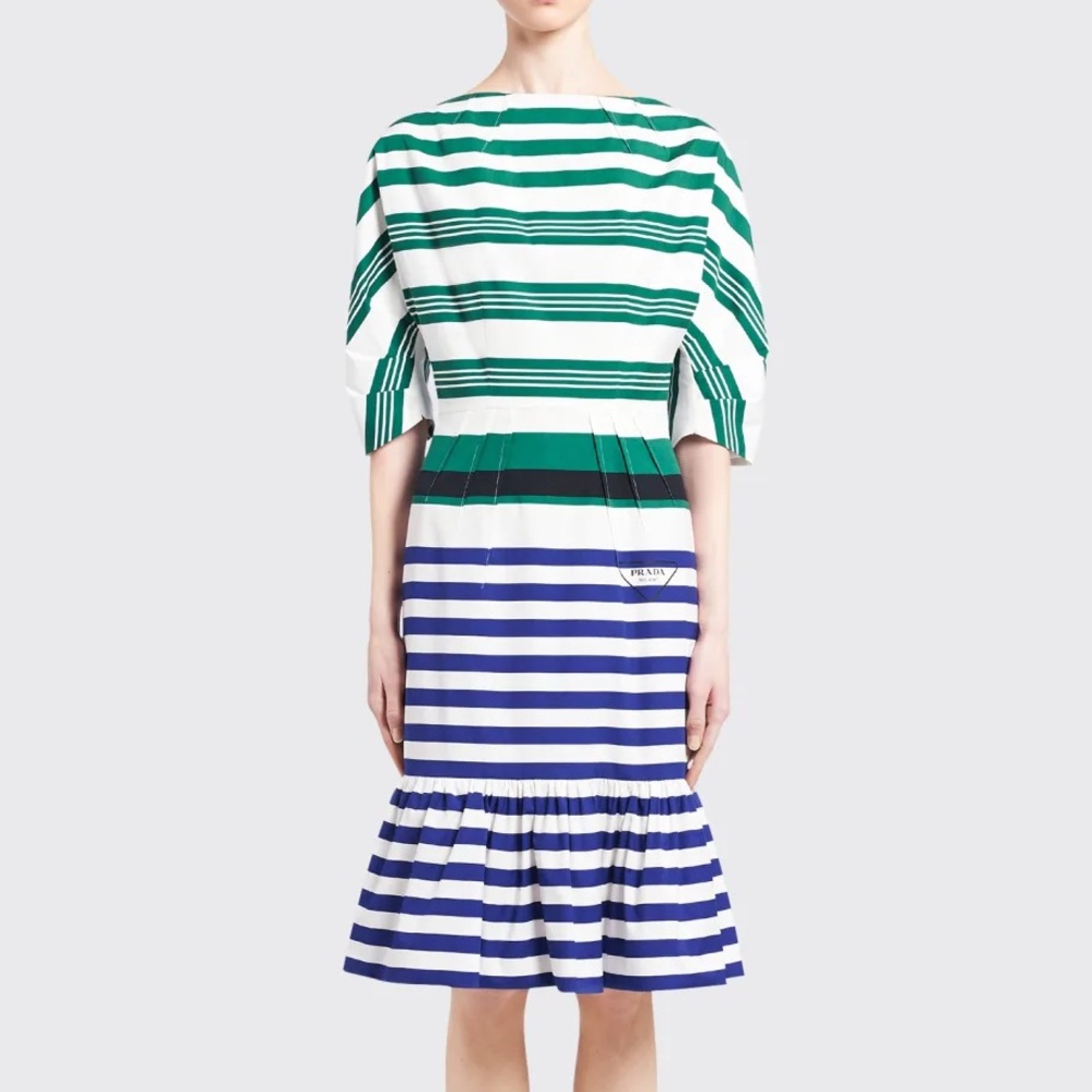 Prada Navy and White Striped Dress